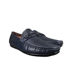 Andrew Fezza Shoes Mens 9.5 Loafer Moccasin Slip On Casual Navy Classic Fashion
